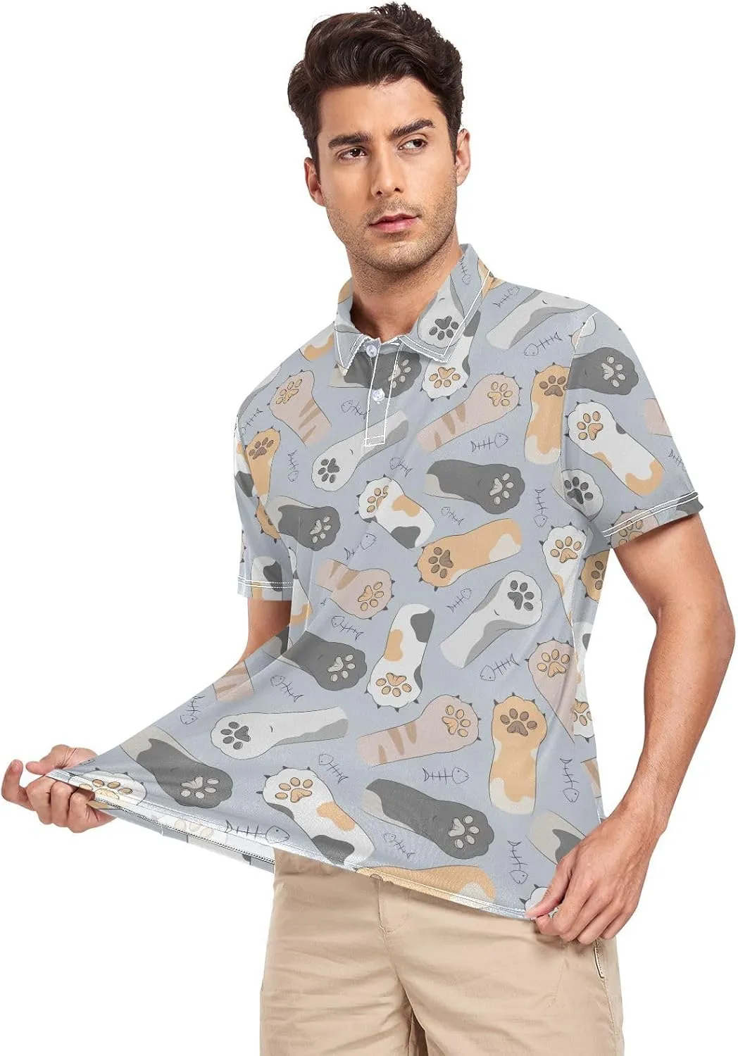 Dinosaur Skeleton Men's Polo Shirts Short Sleeve Quick Dry Athletic Outdoor Sports Golf Shirts S-XXL