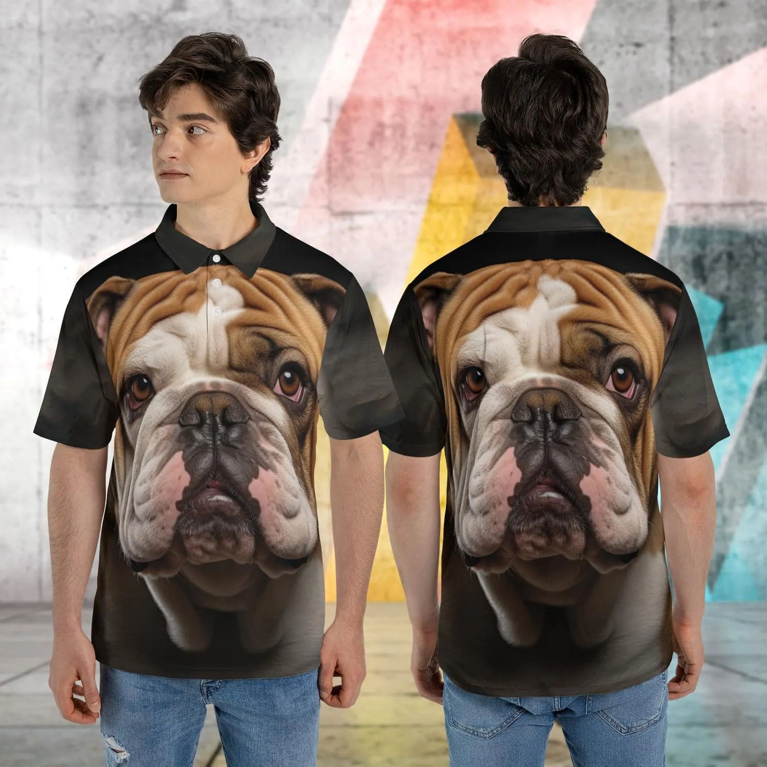 Dog Face Polo Shirts for Men - Dog Breed Mens Quick Dry Short Sleeve Polo Shirts Series 19