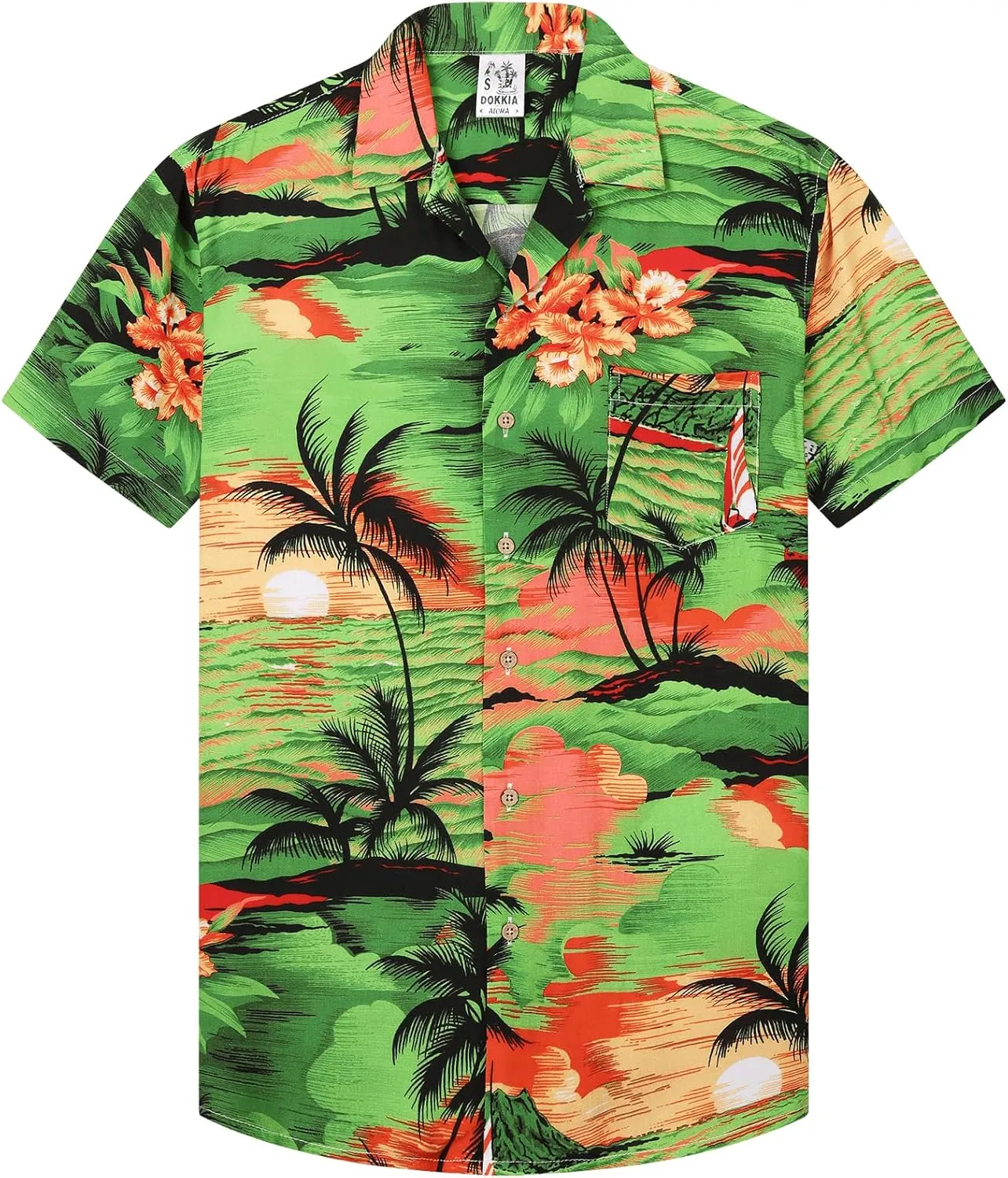 DOKKIA Women's Hawaiian Shirt Blouses Tropical Aloha Casual Floral Work Luau Party Short Sleeve Tops