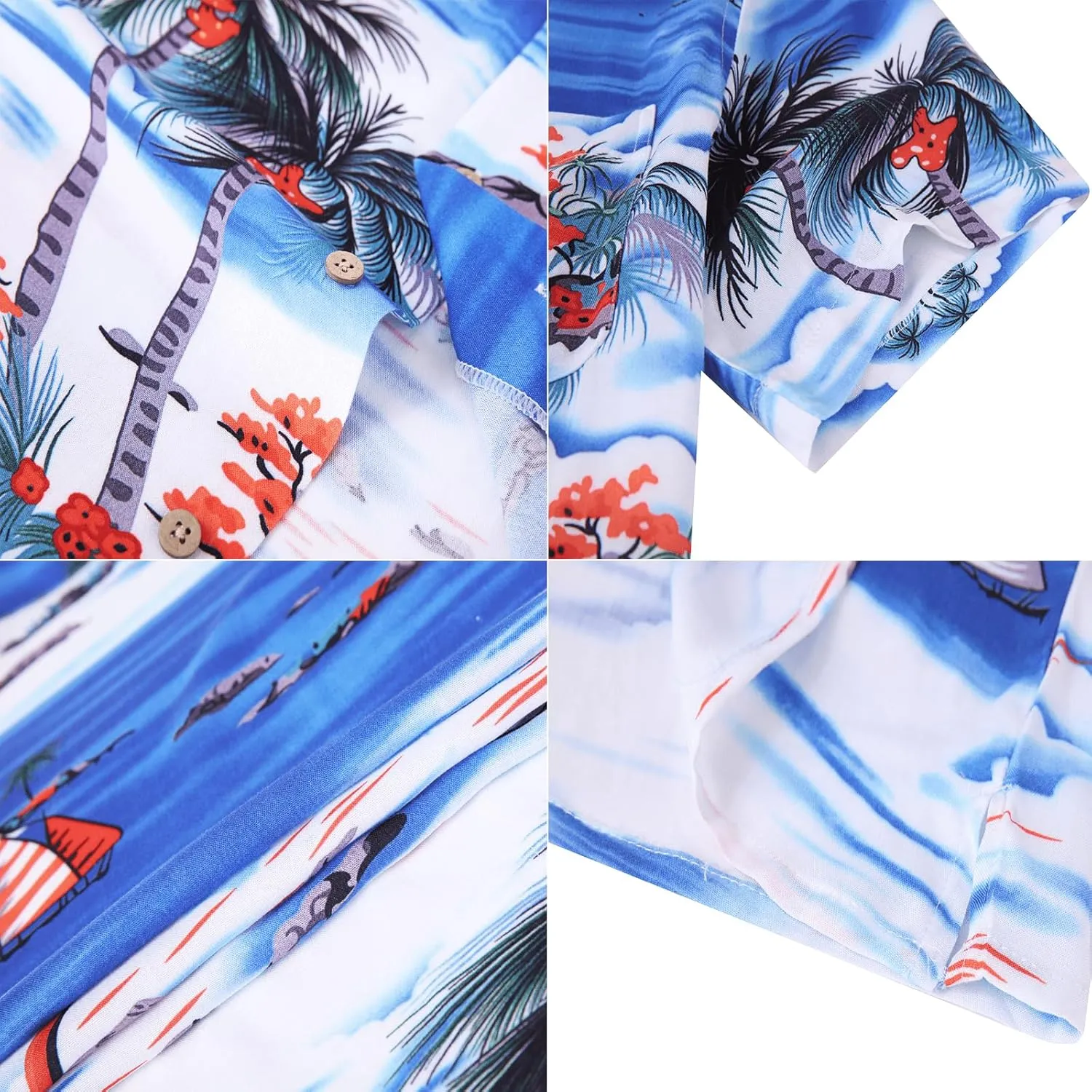 DOKKIA Women's Hawaiian Shirt Blouses Tropical Aloha Casual Floral Work Luau Party Short Sleeve Tops