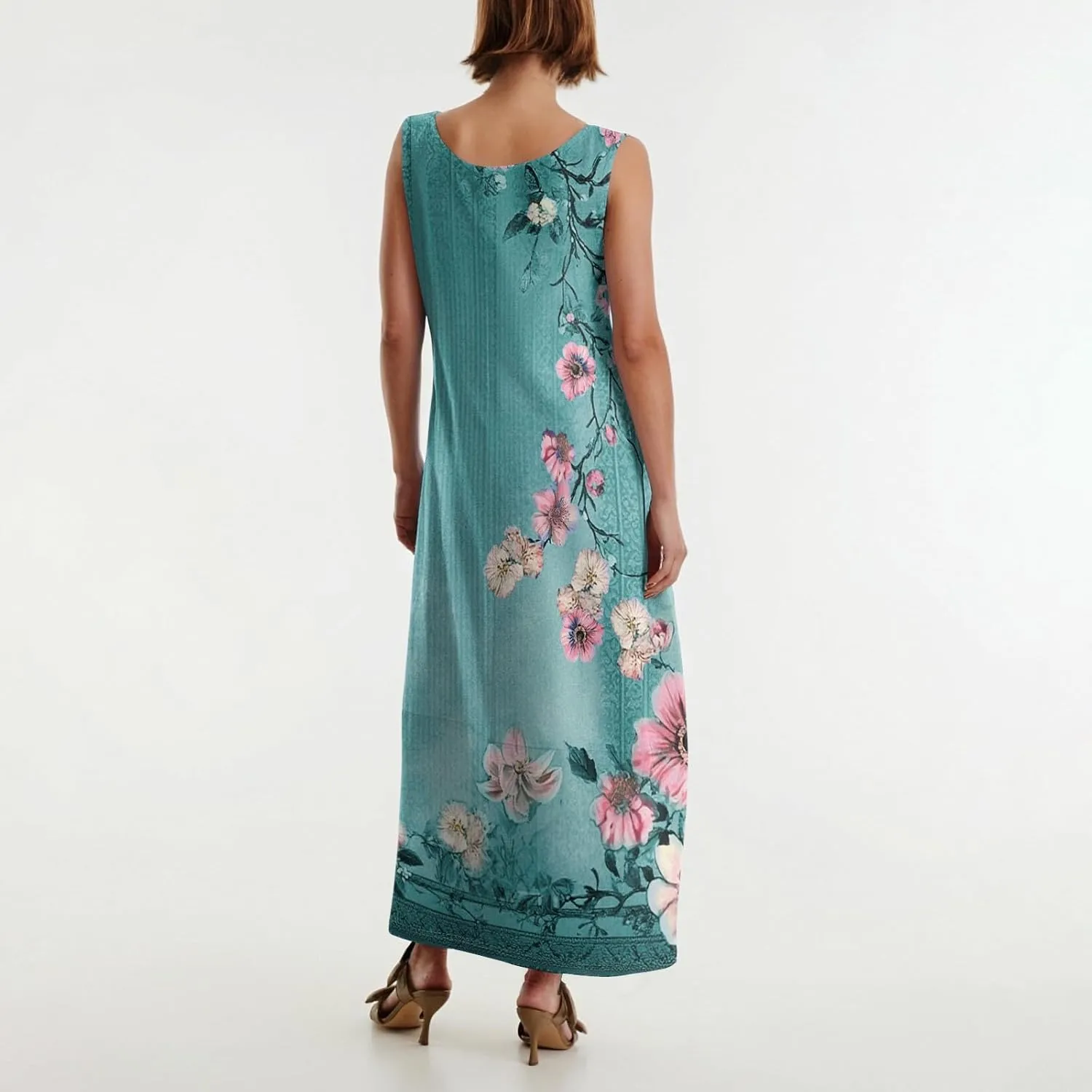 Dresses for Women 2025;Summer Sleeveless Boho Sundresses Scoop Neck Print Loose Fit Tank Dresses Summer Basic Casual