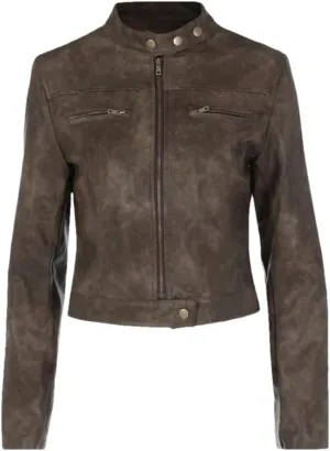 Dvbfufv Women Fashion Slim Long Sleeve Zipper Short Leather Coat Women Casual Street Daily Jacket Women Clothing
