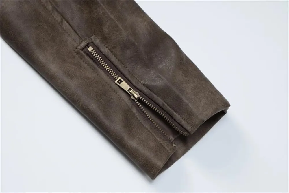 Dvbfufv Women Fashion Slim Long Sleeve Zipper Short Leather Coat Women Casual Street Daily Jacket Women Clothing