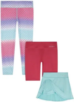 Eddie Bauer Youth Girl's 3-Piece Active Bottoms Set, 1 Legging, 1 Bike Short, 1 Skort OR Short (as1, Alpha, l, Regular, Regular, Magenta, Large(14/16))