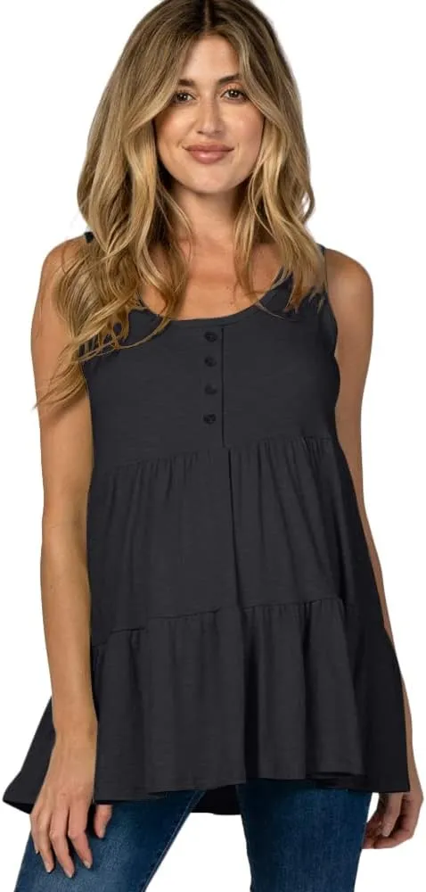 Eliana Stretchy Maternity & Nursing Tank Top - Maternity Blouses for Work & Summer Maternity Clothes
