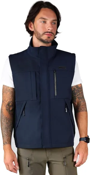 Ellobird Men's Softshell Vest, Warm Windproof Zip Pockets Waterproof Outerwear, Casual Hiking Travel Golf Sleeveless Jacket