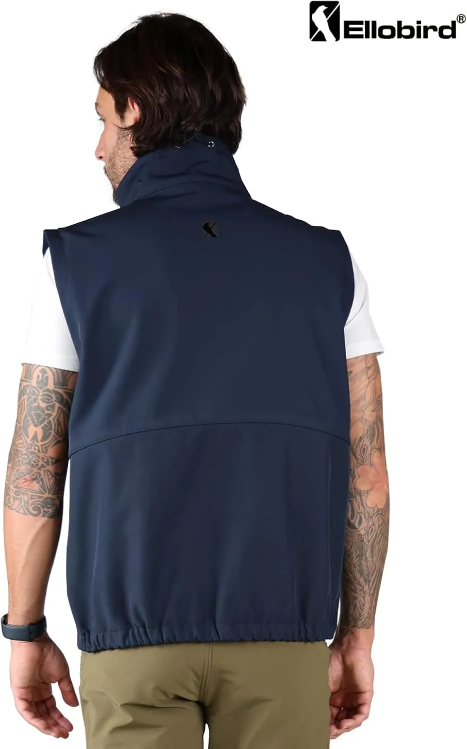 Ellobird Men's Softshell Vest, Warm Windproof Zip Pockets Waterproof Outerwear, Casual Hiking Travel Golf Sleeveless Jacket