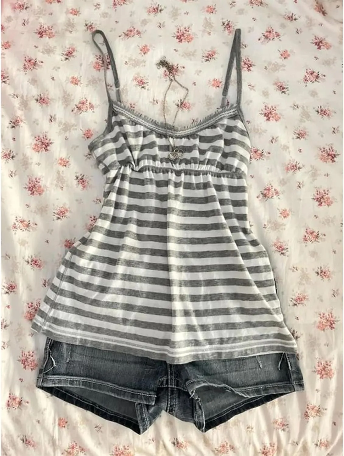 Emo Coquette Cropped Top Grunge 2000s Spaghetti Strap Tops Streetwear Vintage Camisole Y2k Cheetah Tops
