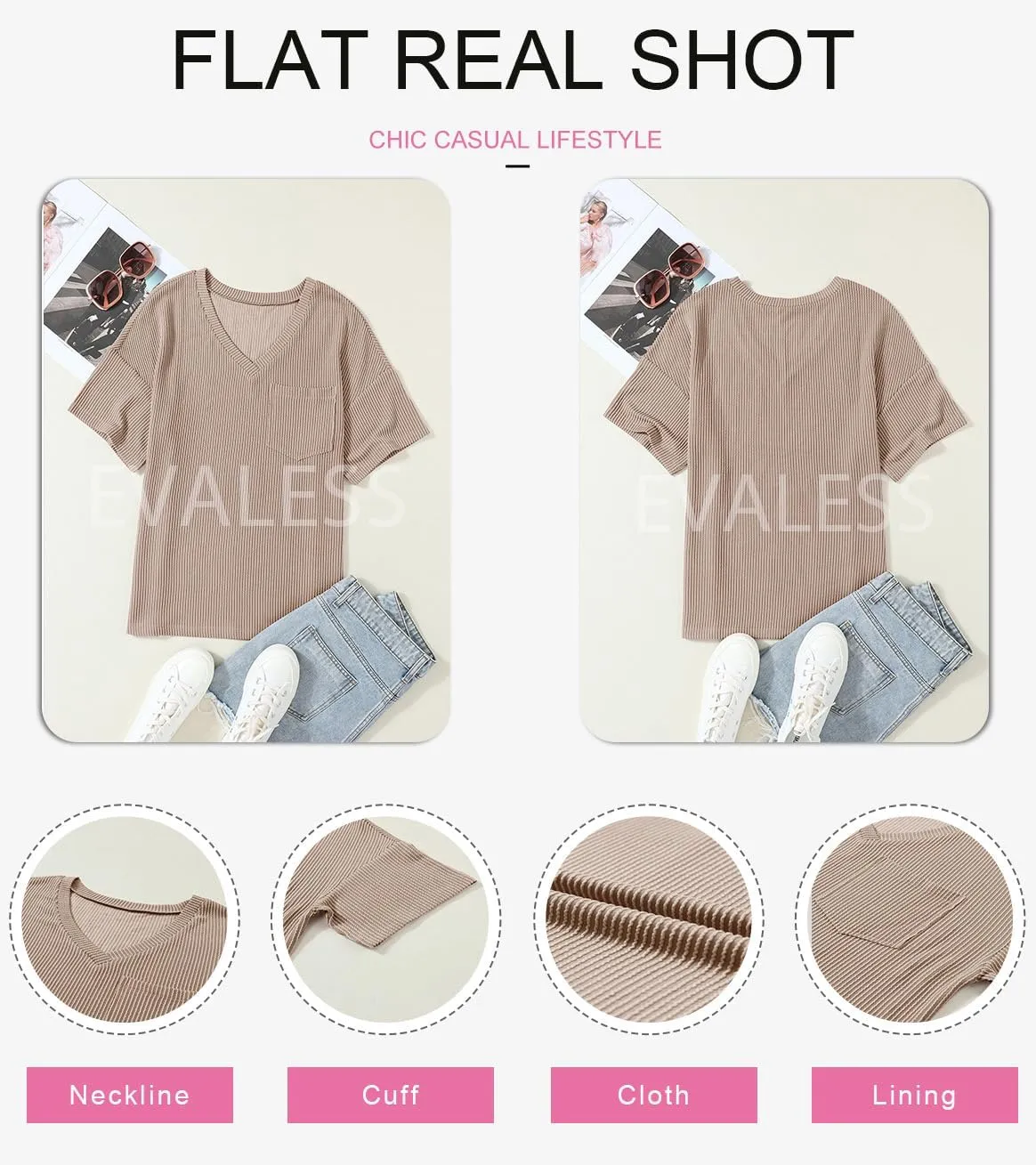 EVALESS Womens Summer Tops Oversized T Shirts Short Sleeve Blouses for Women Dressy Casual Work Outfits