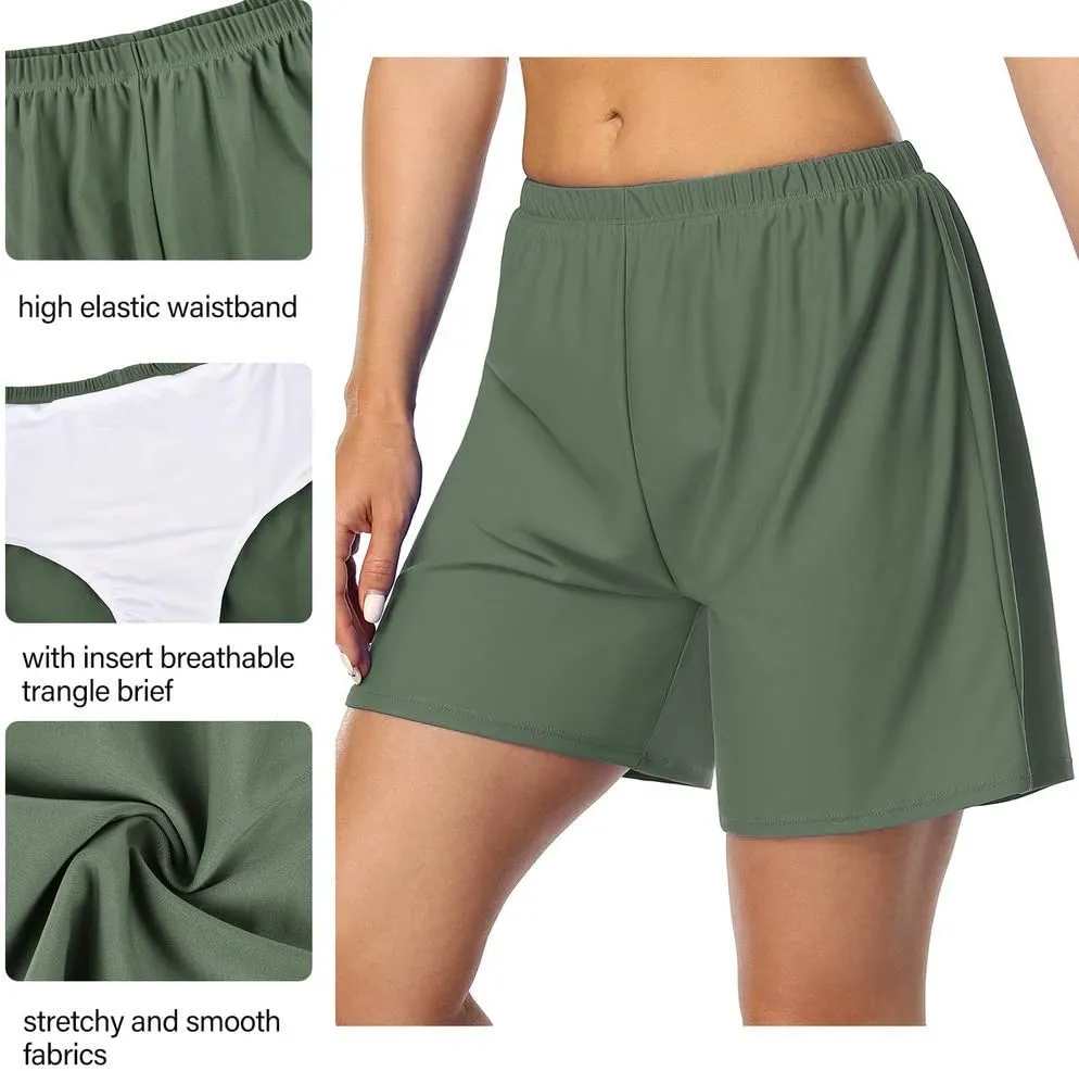 Firpearl Women's Swim Board Shorts UPF 50  Sport Boyleg Swim Trunk Swimsuit Bottoms