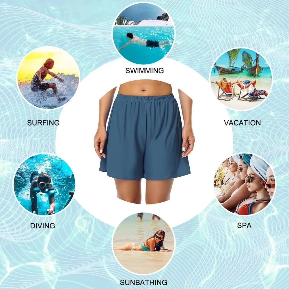Firpearl Women's Swim Board Shorts UPF 50  Sport Boyleg Swim Trunk Swimsuit Bottoms