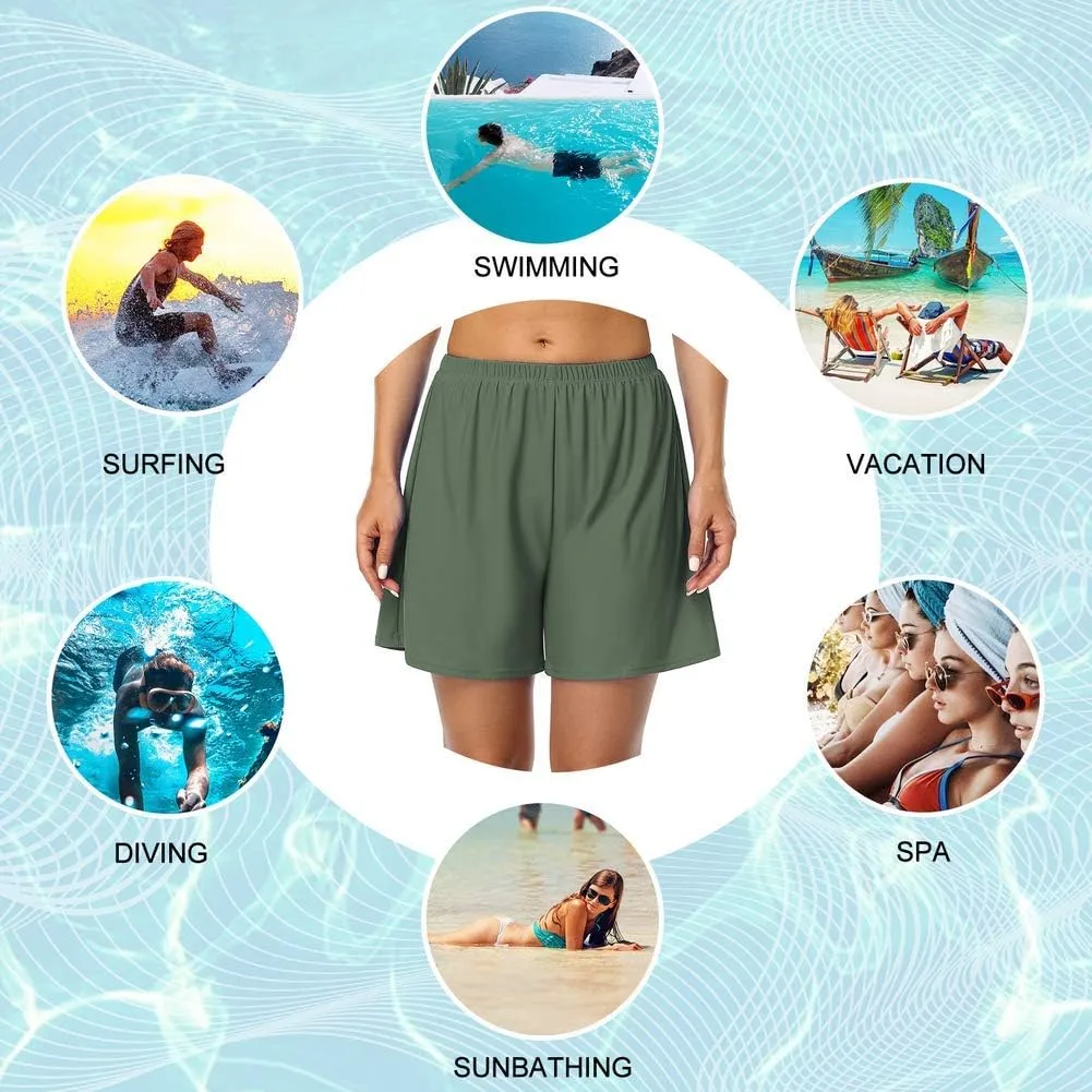 Firpearl Women's Swim Board Shorts UPF 50  Sport Boyleg Swim Trunk Swimsuit Bottoms