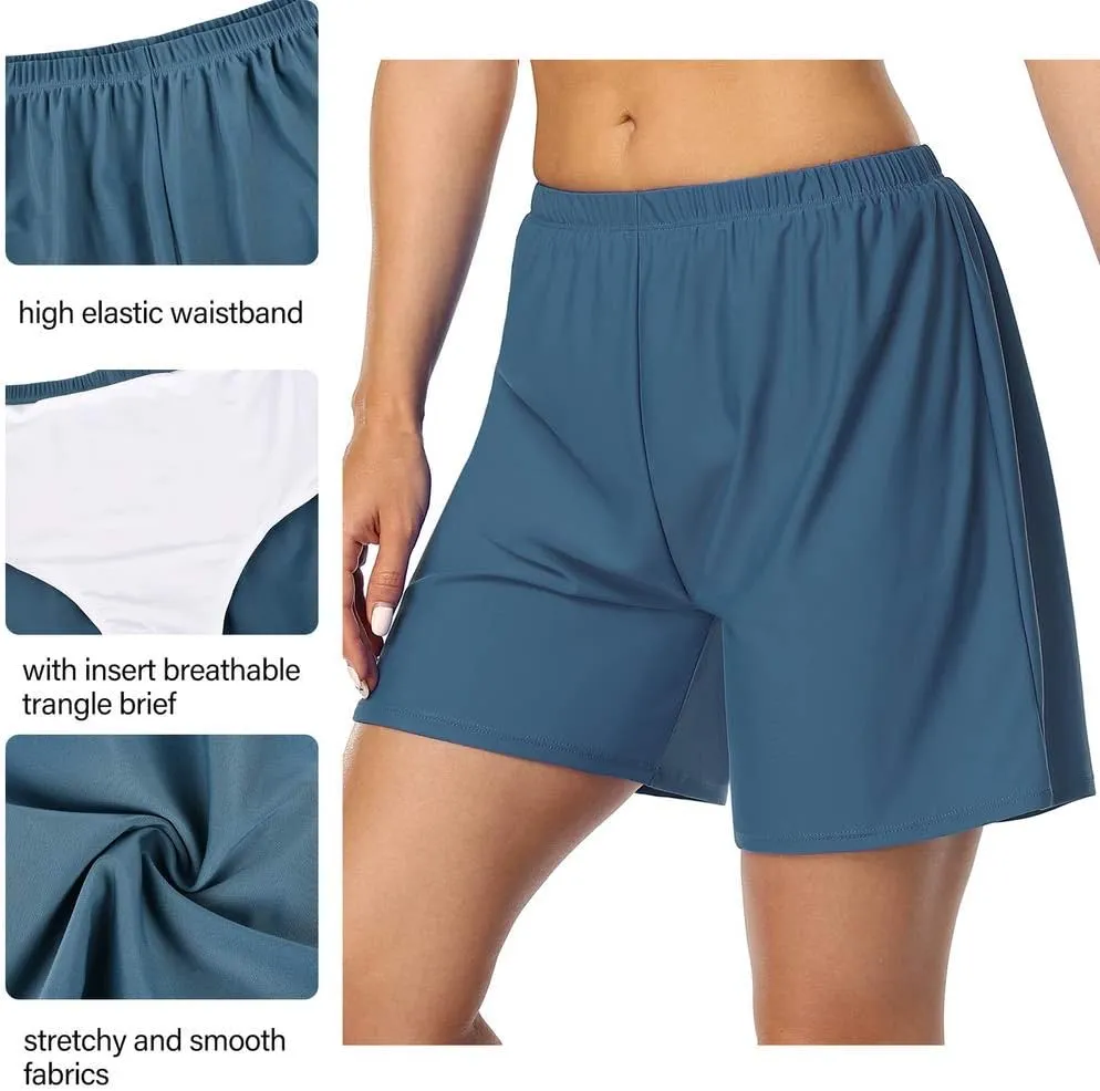 Firpearl Women's Swim Board Shorts UPF 50  Sport Boyleg Swim Trunk Swimsuit Bottoms