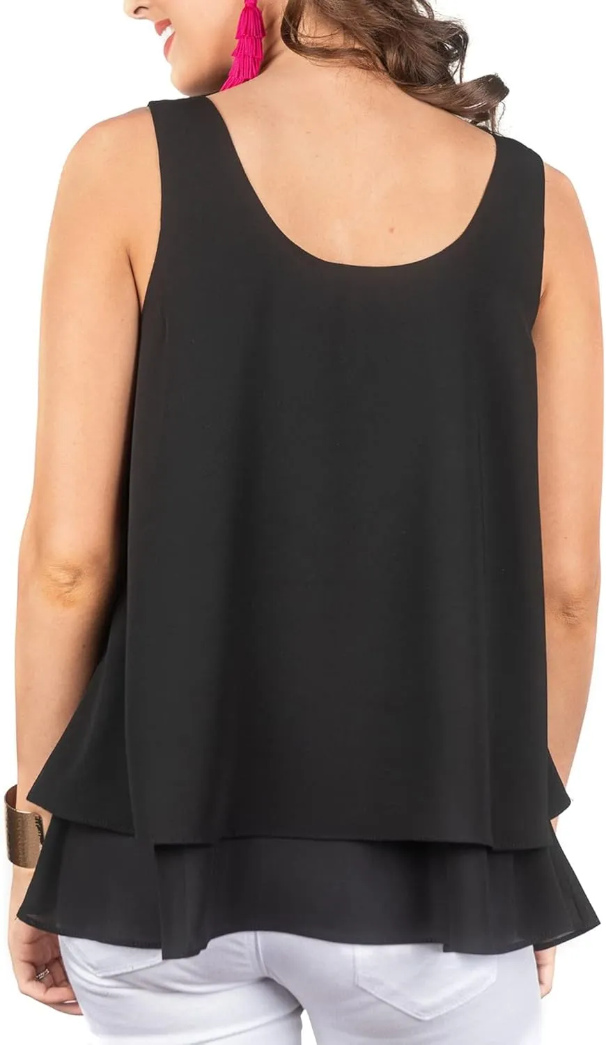 Floral Find Women's Chiffon Layered Tank Tops Summer Sleeveless Round Neck Blouses Shirts