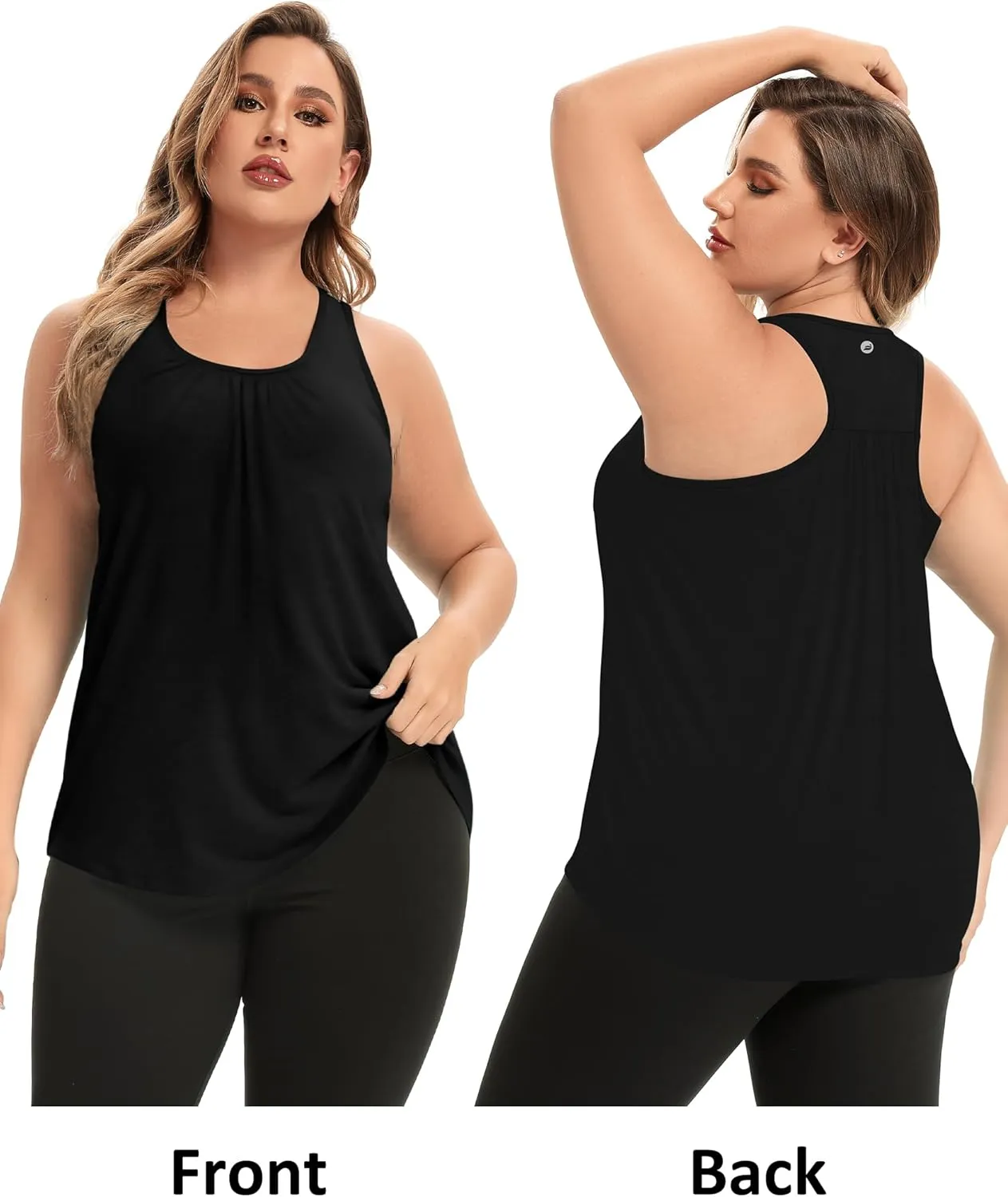 FOREYOND Women's Plus Size Workout Tank Tops Racerback Athletic Flowy Tops Yoga Running Sleevelss Summer Shirts Loose