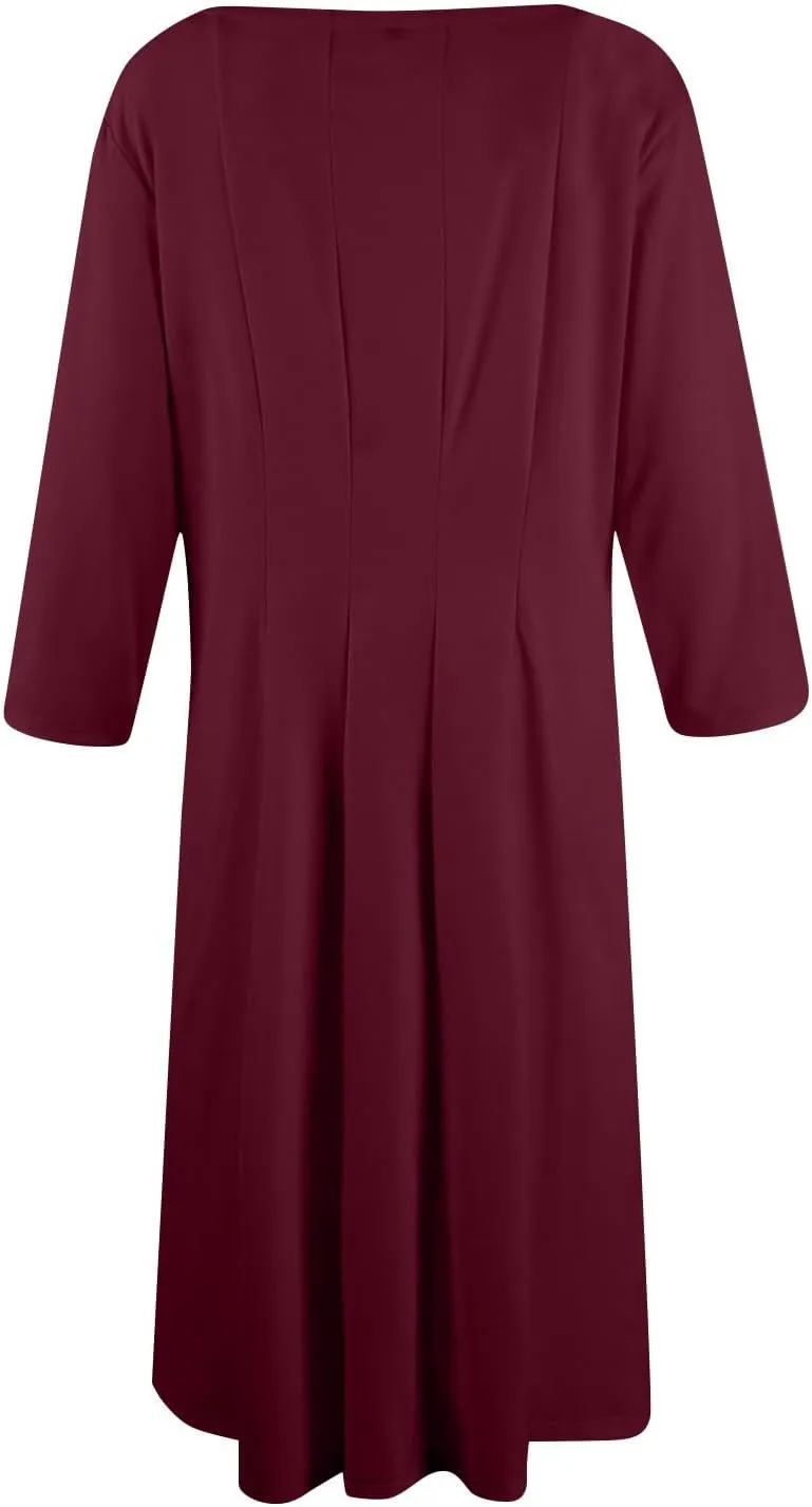 Formal Dresses for Women Plus 3/4 Sleeve Solid Flowy Vintage Midi Summer Spring Casual Swing Dress