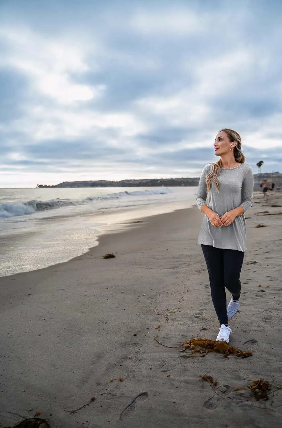 Free to Live 3 Pack 3/4 Sleeve Tunic Tops for Women Casual Long Shirts Loose Fit Dressy to Wear with Leggings Travel Clothes