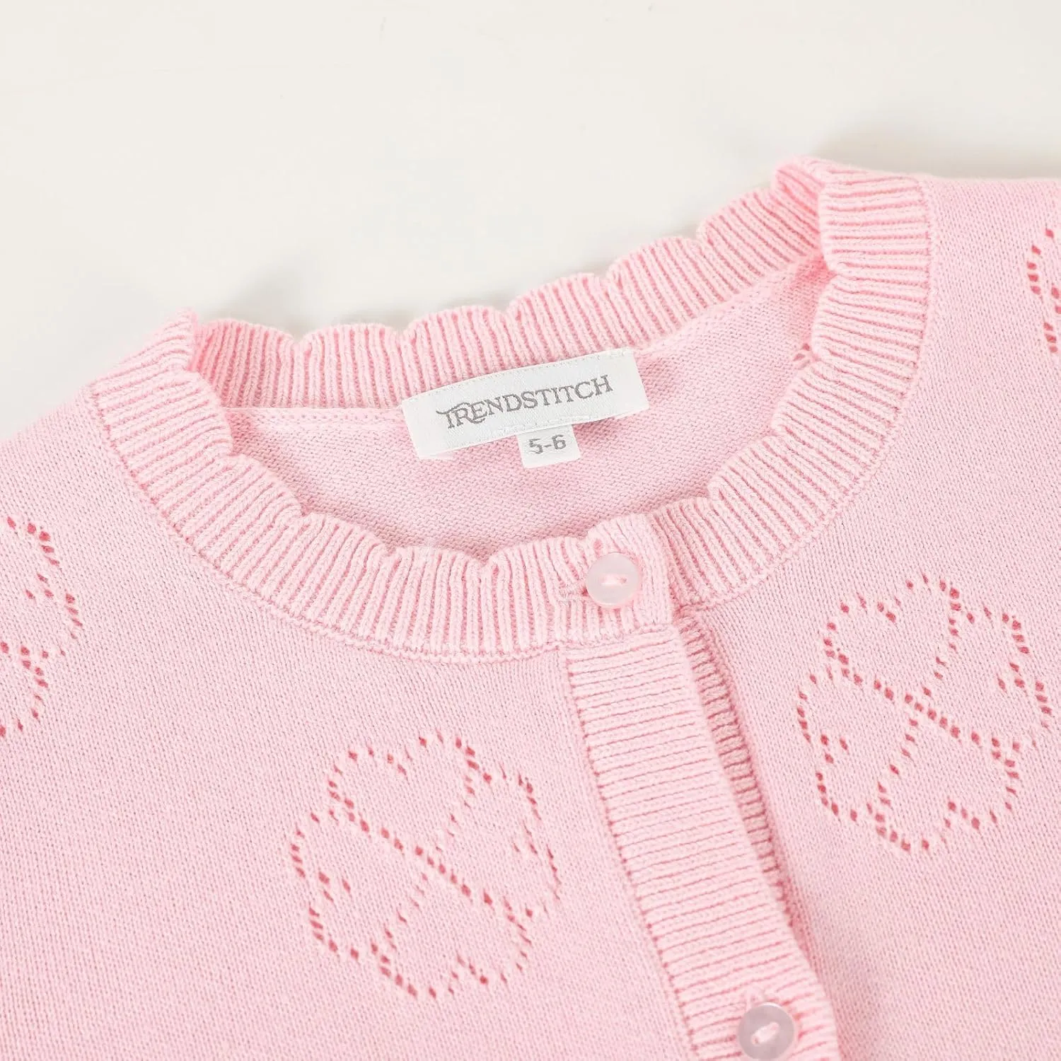 Girls' Cardigan Long Sleeve Shrug Sweater for Kids Cotton Cropped Uniform Knit Outerwear Lucky Clover and Heart