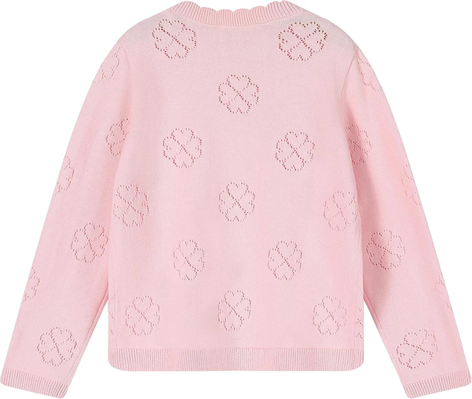 Girls' Cardigan Long Sleeve Shrug Sweater for Kids Cotton Cropped Uniform Knit Outerwear Lucky Clover and Heart