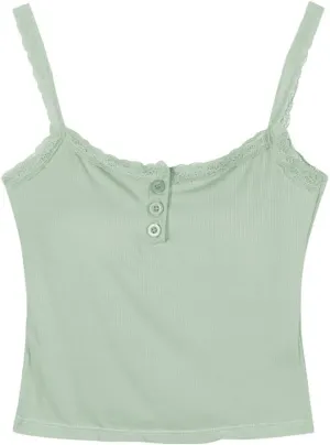 Girls Lace Trim Camisole Crop Top Sleeveless Built-in Bra Teen Bralette Slim Fit Cami Tops for Women Girls