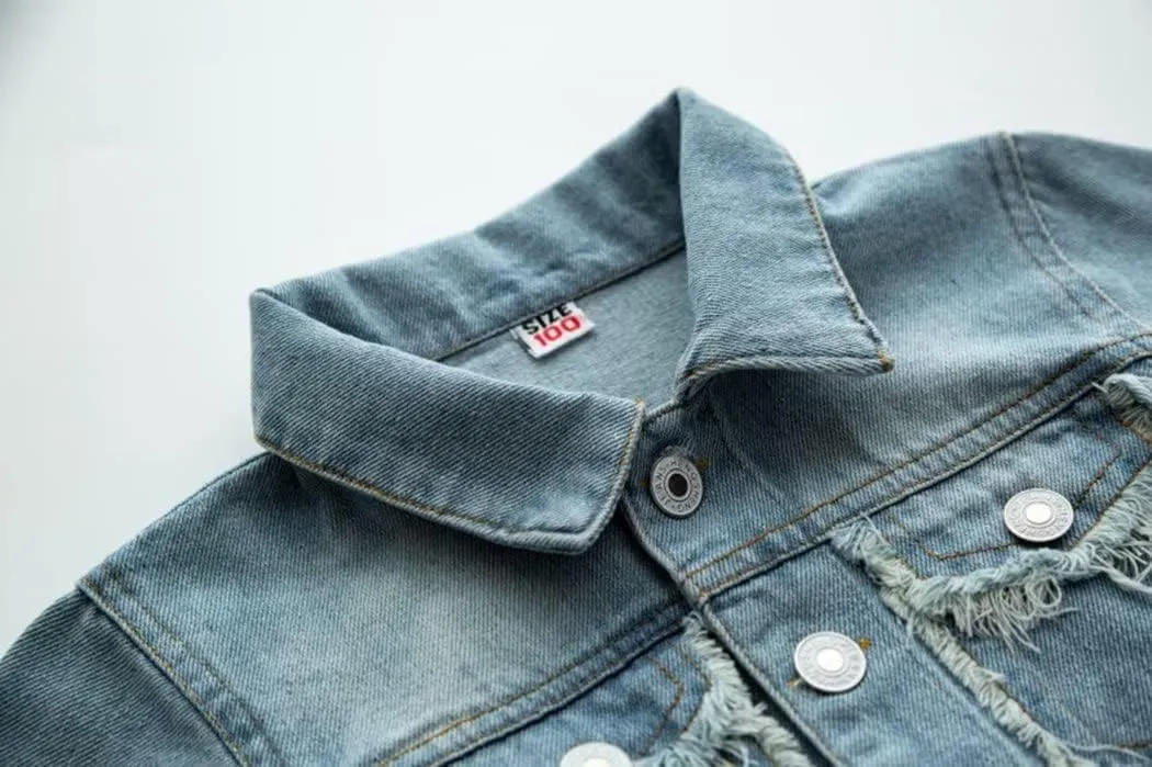 Girls' Pearls Denim Jacket Outerwear