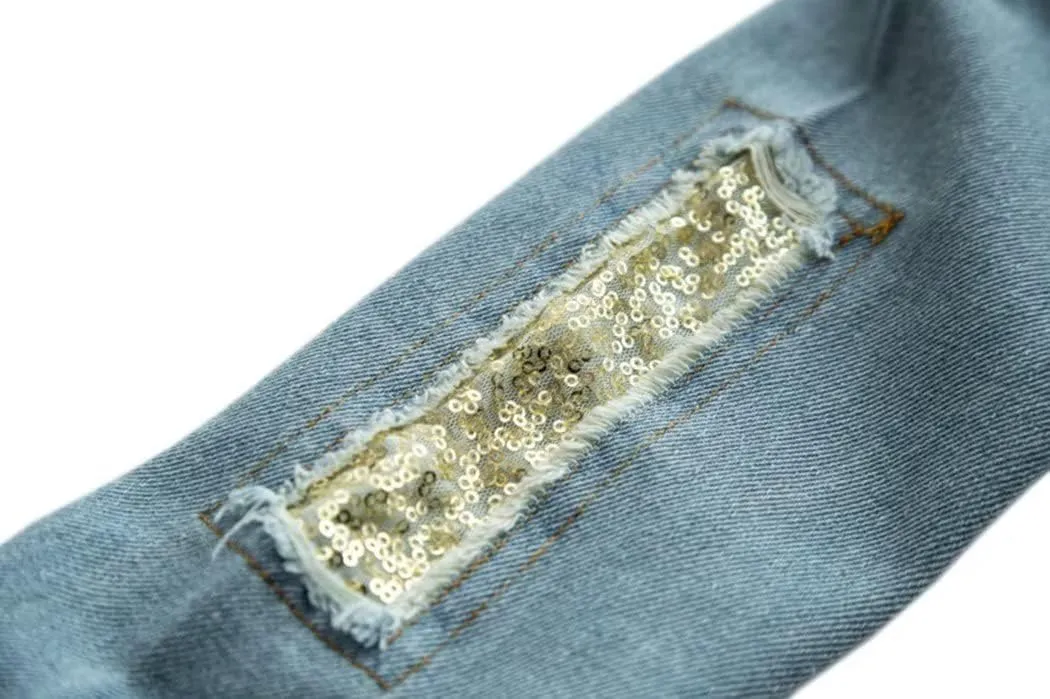 Girls' Pearls Denim Jacket Outerwear