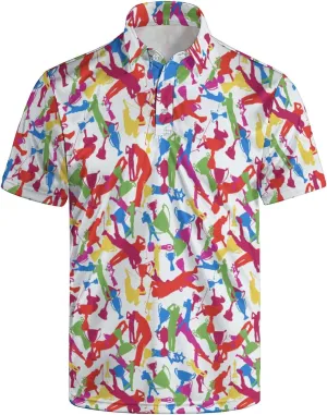 Golf Polo Shirts for Men Moisture Wicking Quick Dry Mens Golf Shirts 4-Way Stretch Funny Polo Short Sleeve