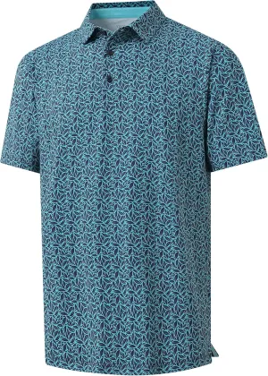 Golf Polo Shirts for Men - Print Moisture Wicking Quick Dry Short Sleeve Collared Polo Shirts for Golf Tennis Wear