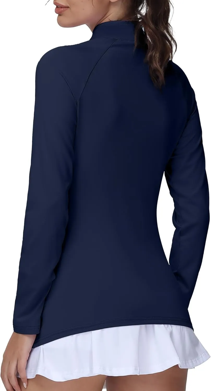 Golf Shirts for Woman UPF 50  Sun Protection Quick Dry Lightweight Long Sleeve Polo Shirts for Woman Rash Guard