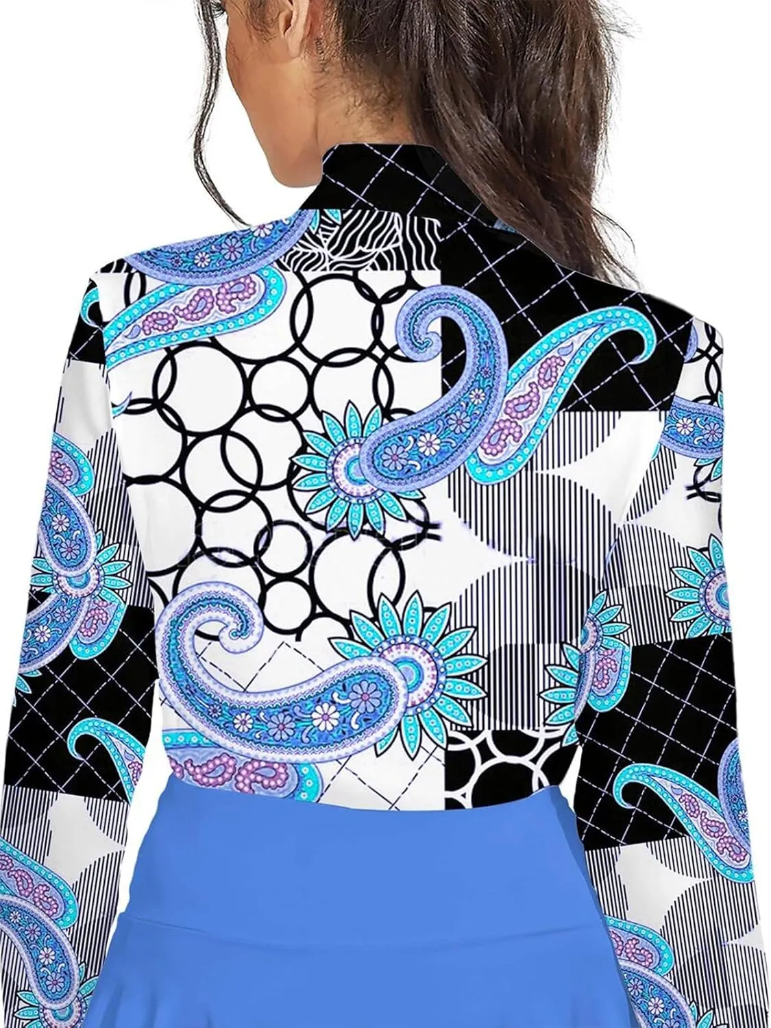 Golf Shirts for Woman UPF 50  Sun Protection Quick Dry Lightweight Long Sleeve Polo Shirts for Woman Rash Guard
