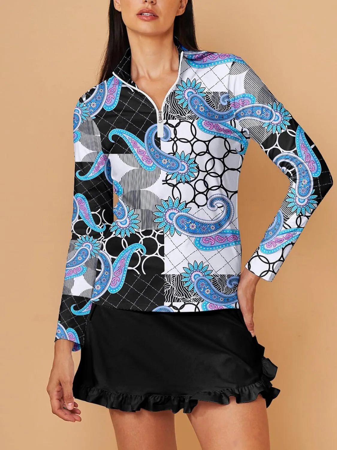 Golf Shirts for Woman UPF 50  Sun Protection Quick Dry Lightweight Long Sleeve Polo Shirts for Woman Rash Guard