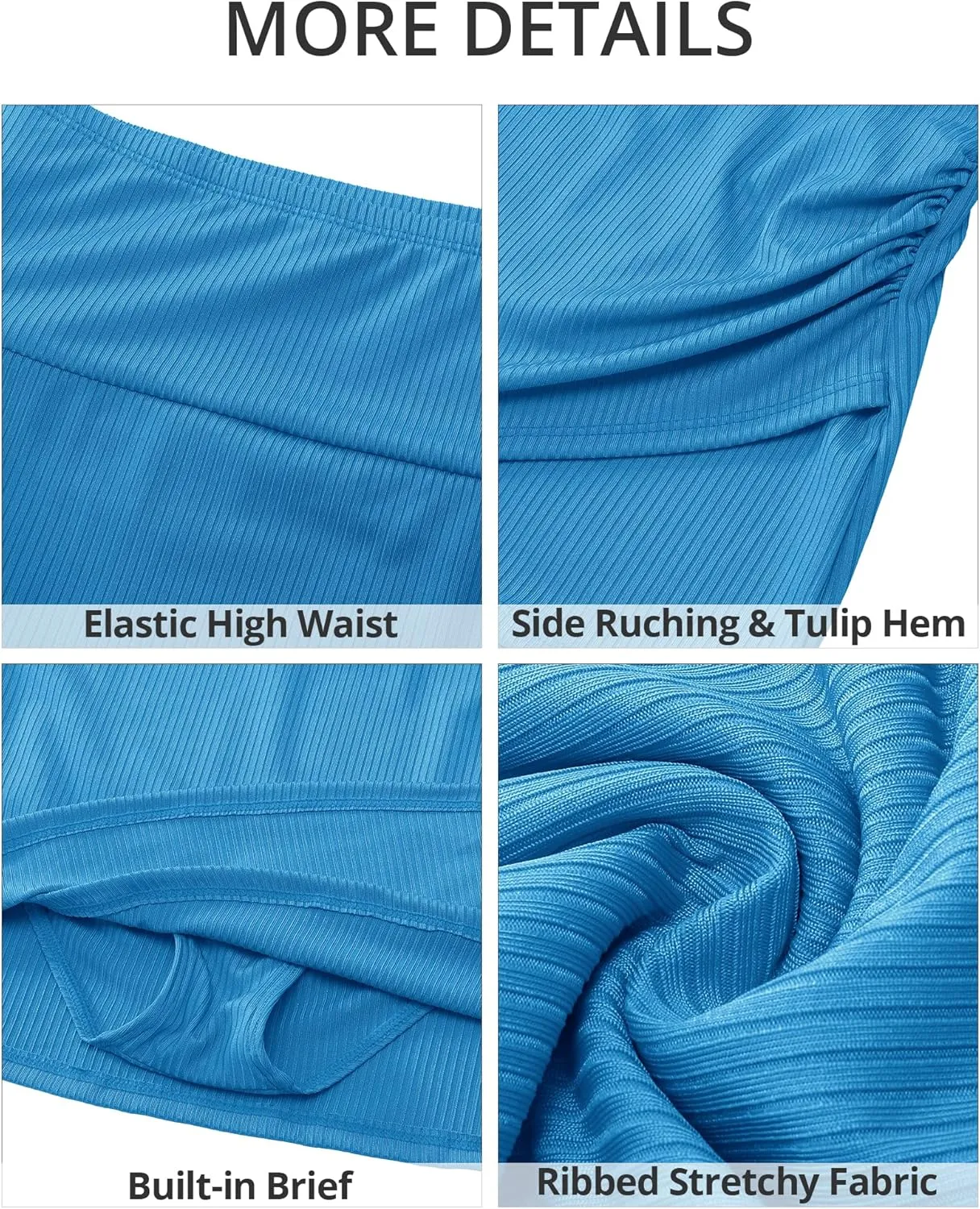 GRAPENT Women's High Waisted Bikini Swim Skirt Bottoms Ruched Ribbed Bathing Suit Skirts Tulip Tankini Swimsuit Bottom