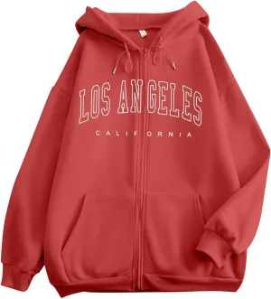 Graphic Hoodies for Women Oversized Cute Teenage Girls Sweatshirt Casual Full Zip Hoodie Autumn and Winter Tops Pullover