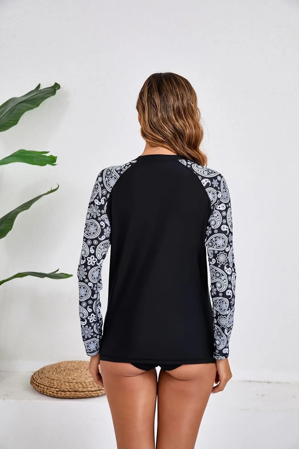 Halcurt Women's Long Sleeve Rash Guard Swim Top UPF50  SPF Sun Protection Swimsuit Quick Dry Bathing Suit