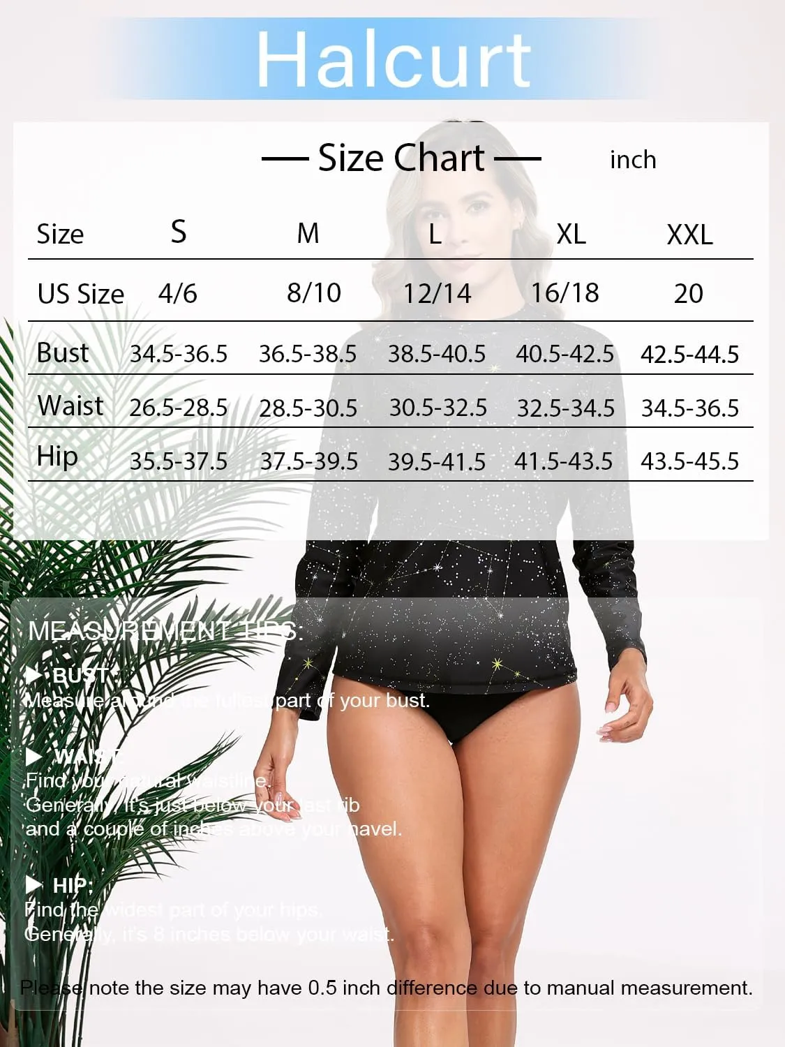 Halcurt Womens Long Sleeve Rash Guard Swim Top with Built in Bra UPF50  Sun Protection Swim Shirts Quick Dry Swimsuit