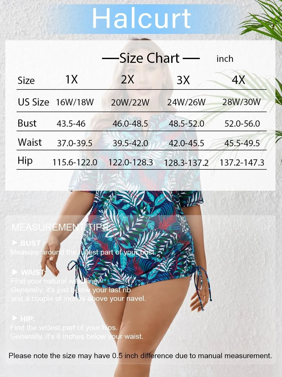 Halcurt Women's Plus Size Half Zip Short Sleeve Rash Guard Swim Top Drawstring Swim Shirt UPF50  Swimsuit