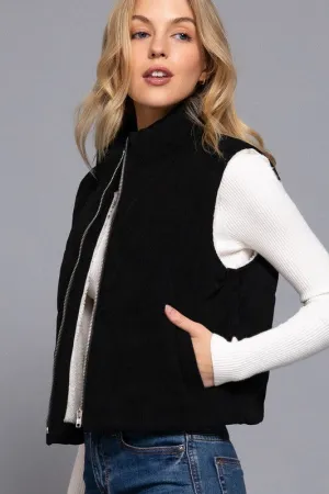 Have You Heard Black Corduroy Puffer Vest