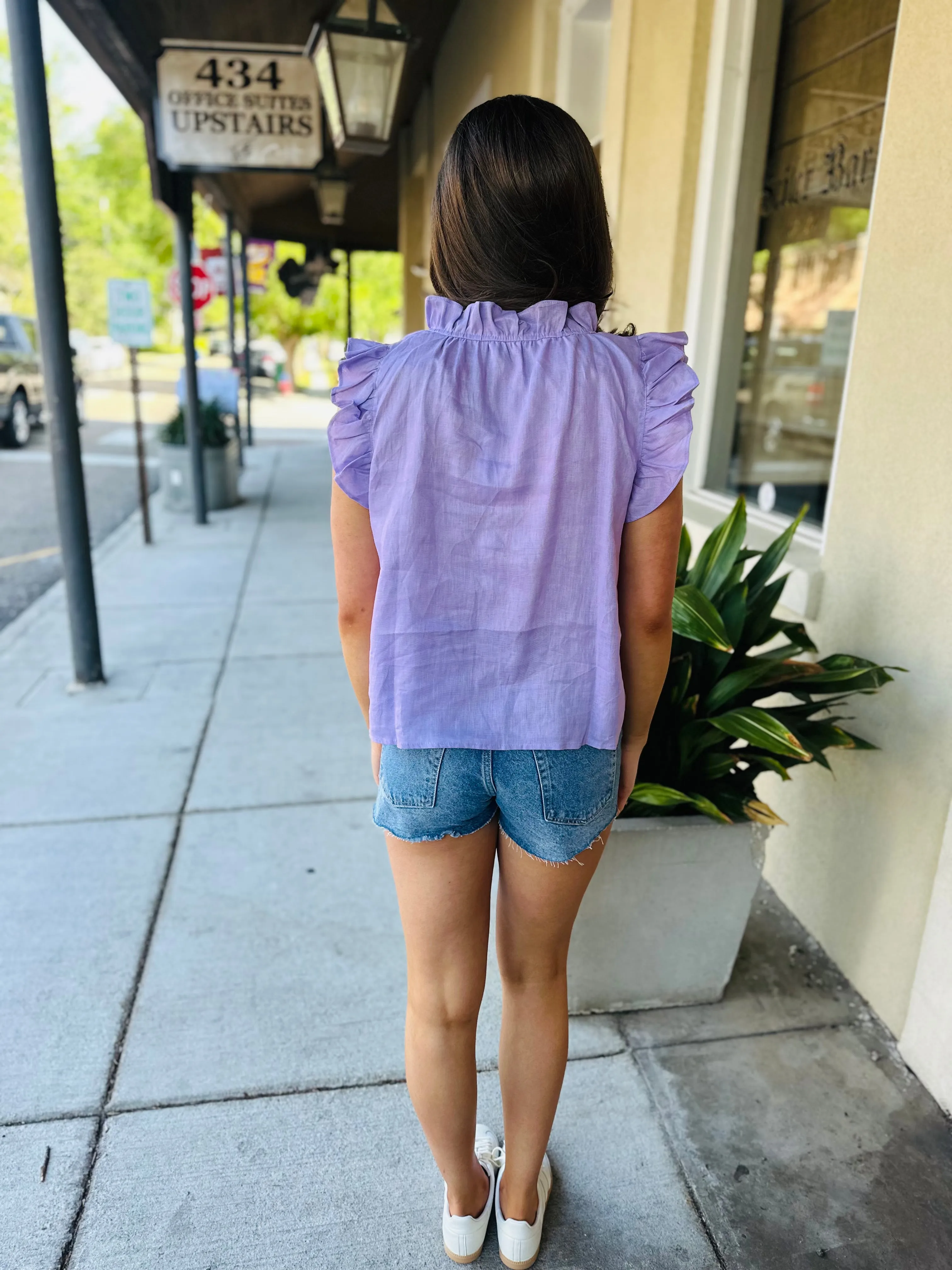 Heidi Linen Top-Lilac