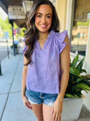 Heidi Linen Top-Lilac