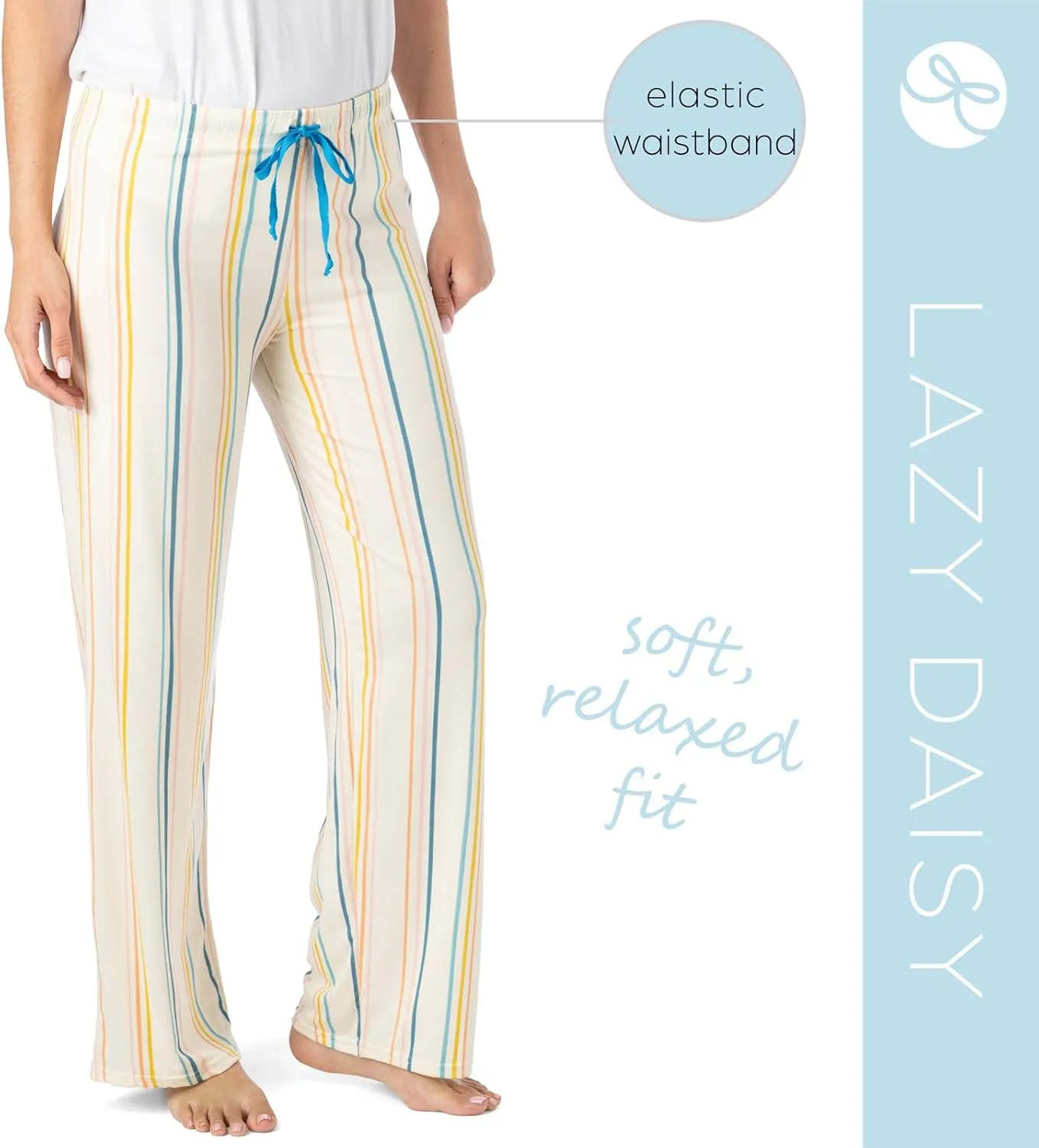 Hello Mello Signature Lounge Pants Womens Soft Pajama Bottoms Elastic Waistband Drawstring Tie