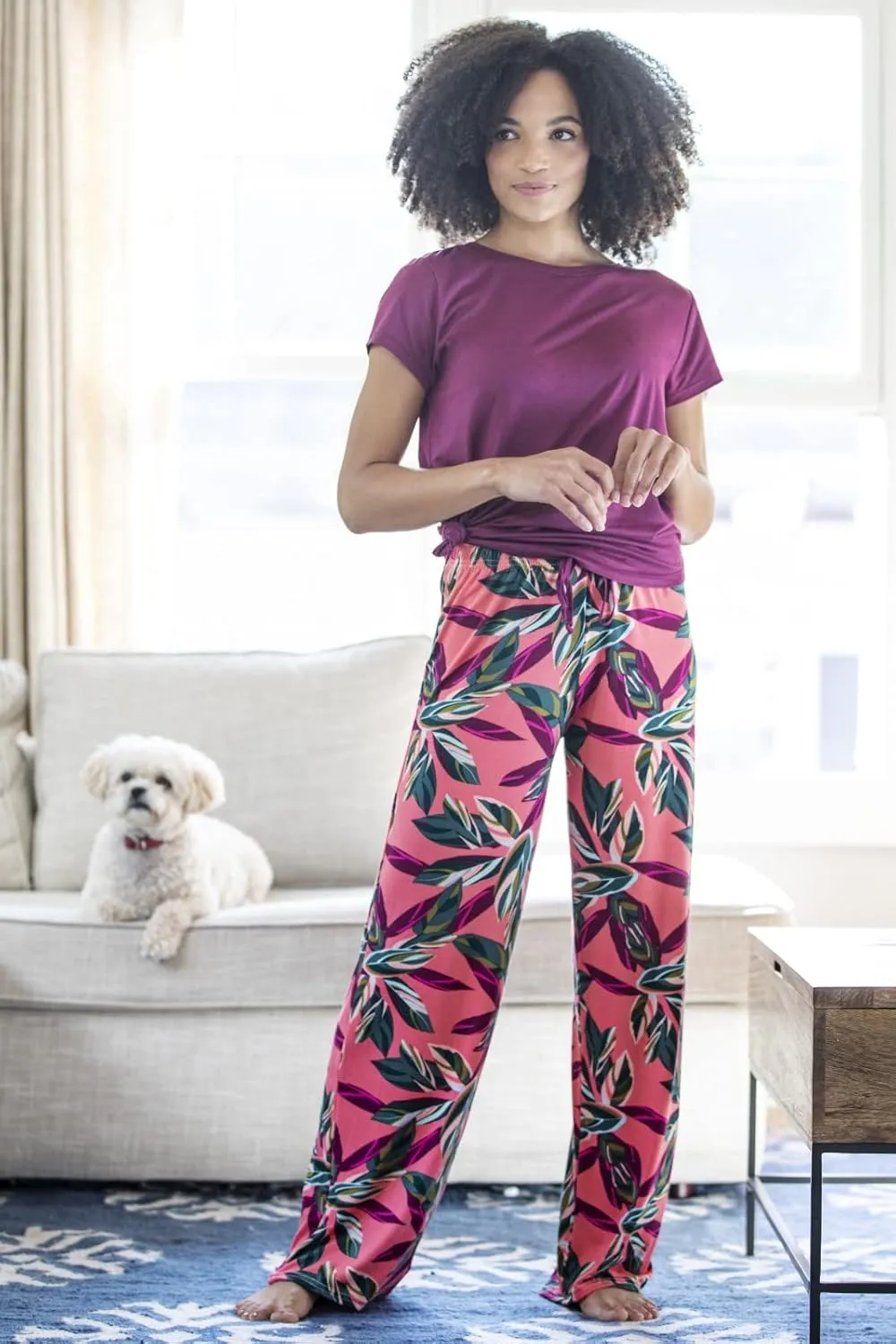 Hello Mello Signature Lounge Pants Womens Soft Pajama Bottoms Elastic Waistband Drawstring Tie