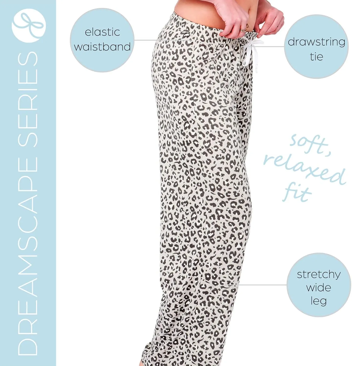 Hello Mello Signature Lounge Pants Womens Soft Pajama Bottoms Elastic Waistband Drawstring Tie