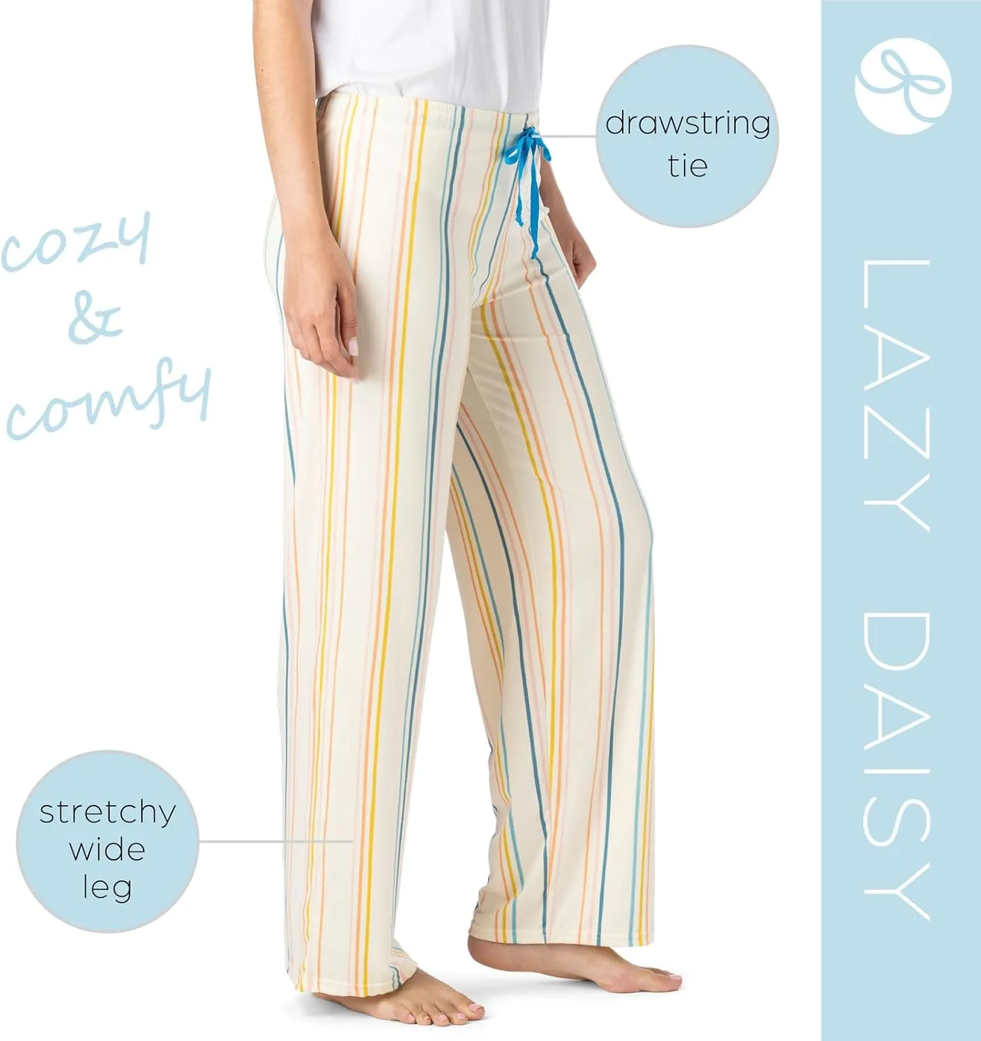 Hello Mello Signature Lounge Pants Womens Soft Pajama Bottoms Elastic Waistband Drawstring Tie