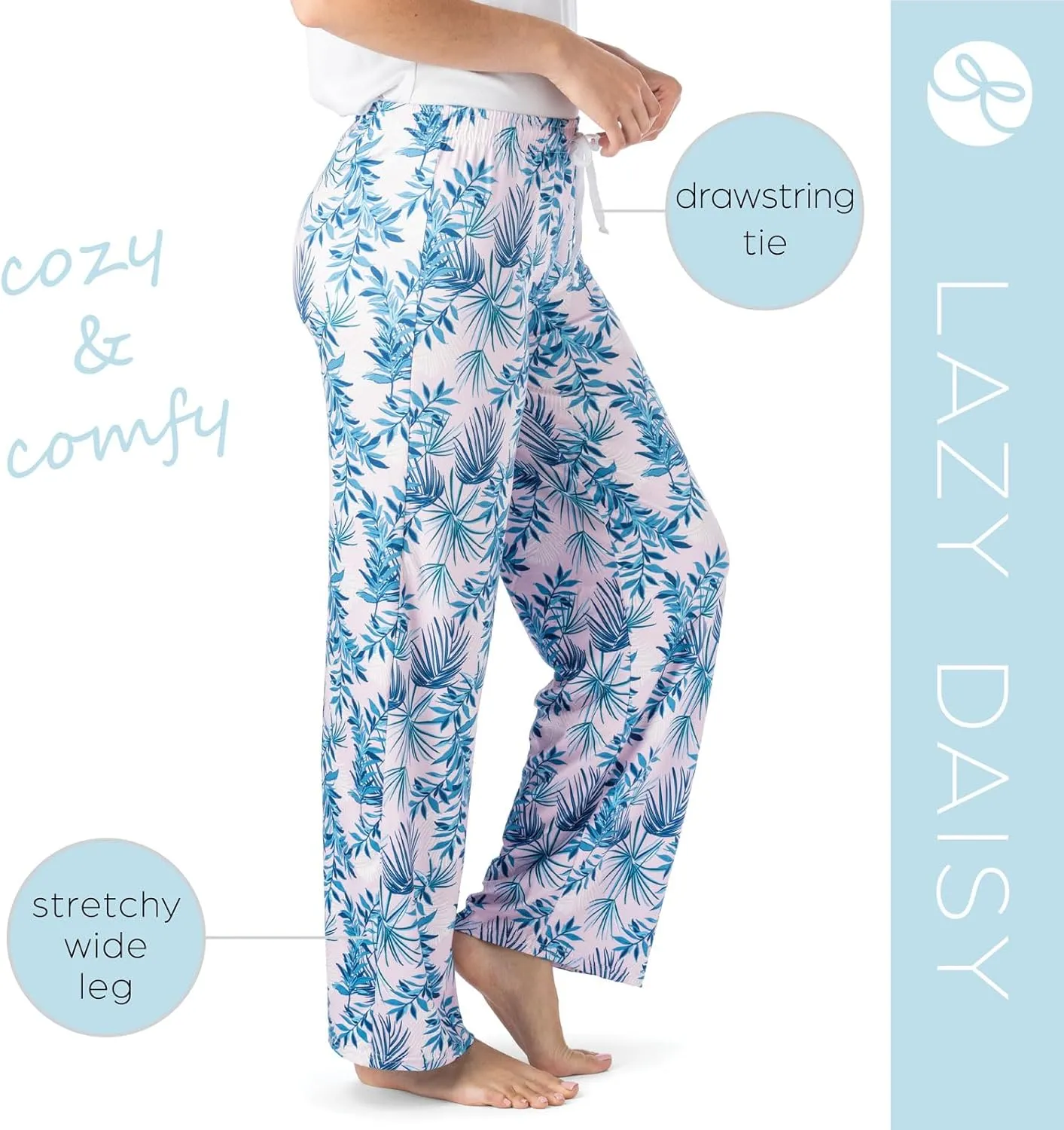 Hello Mello Signature Lounge Pants Womens Soft Pajama Bottoms Elastic Waistband Drawstring Tie
