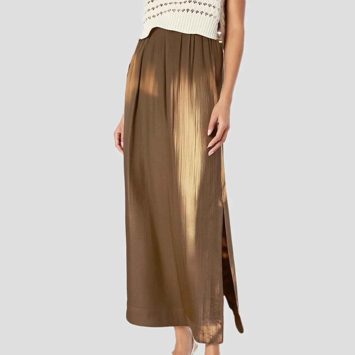 High Waisted Linen Skirts for Women Side Split Trendy Summer Casual Long Skirt Boho A Line Maxi Skorts 2025