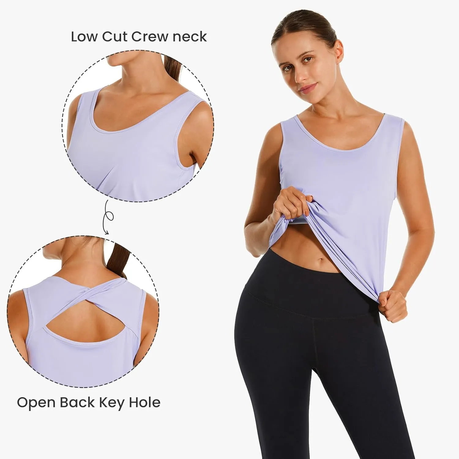 HODOSPORTS Workout Tank Tops for Women Open Back Loose Fit Yoga Athletic Tops