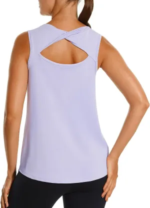 HODOSPORTS Workout Tank Tops for Women Open Back Loose Fit Yoga Athletic Tops