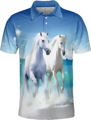 Horse Lovers Polo Shirts for Men - Love Horse Mens Quick Dry Short Sleeve Polo Shirts Series 23