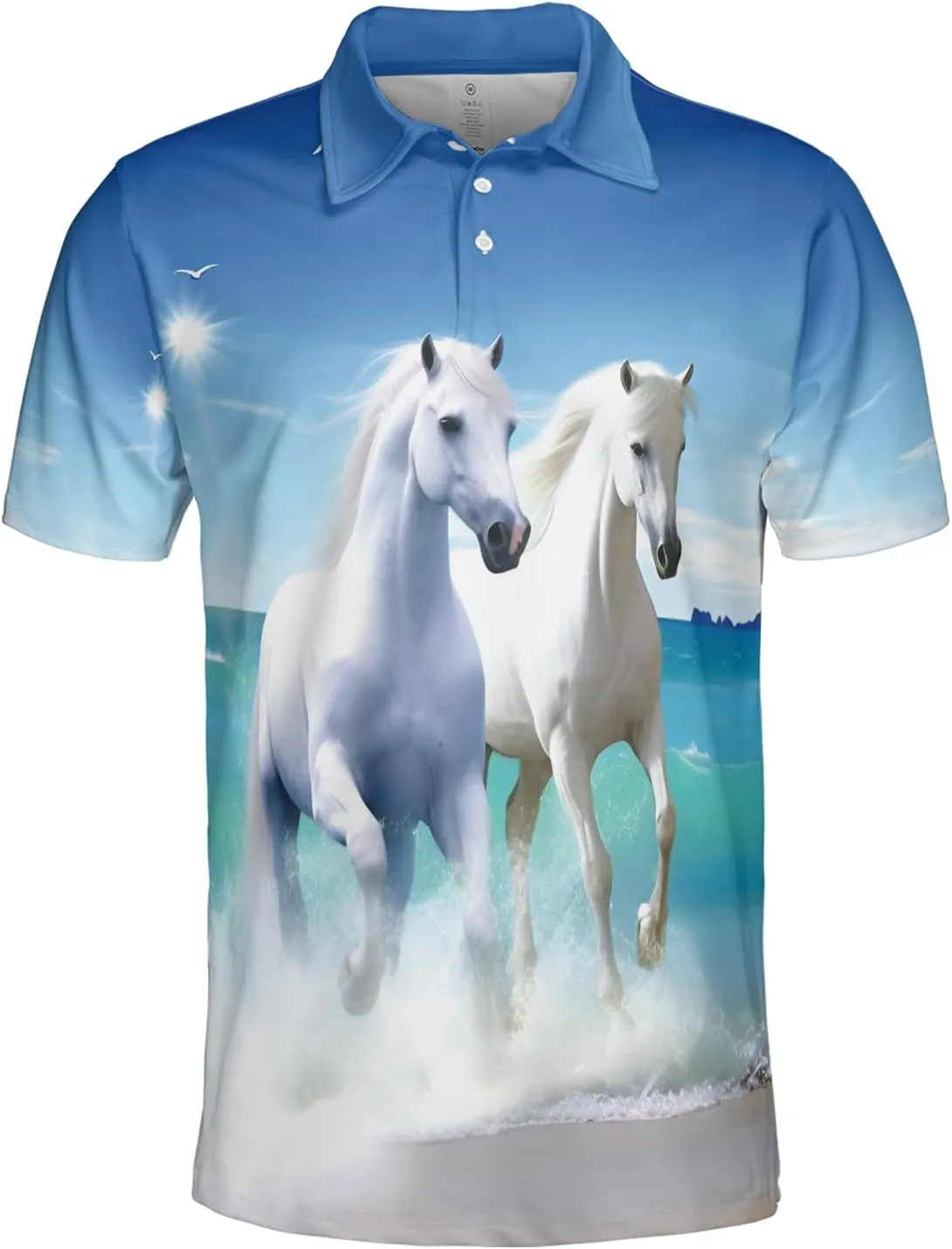 Horse Lovers Polo Shirts for Men - Love Horse Mens Quick Dry Short Sleeve Polo Shirts Series 23