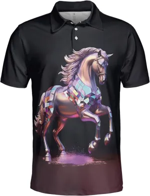 Horse Lovers Polo Shirts for Men - Love Horse Mens Quick Dry Short Sleeve Polo Shirts Series 23